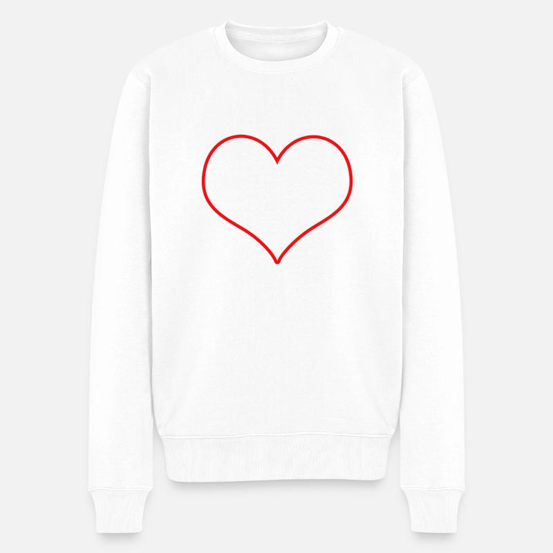 transparenten roten Herzen - Männer Premium Bio Pullover - Weiß