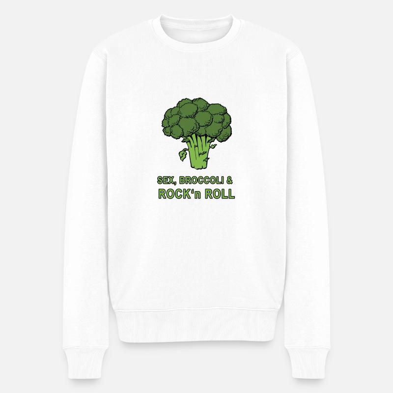 Sex, Broccoli & Rock'nRoll - Männer Premium Bio Pullover - Weiß