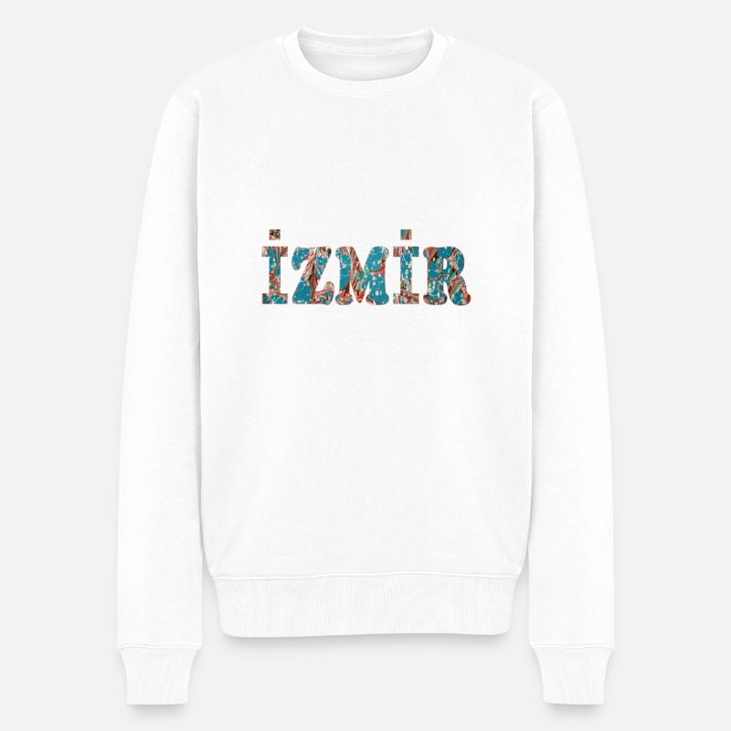 izmir ebru blau - Männer Premium Bio Pullover - Weiß