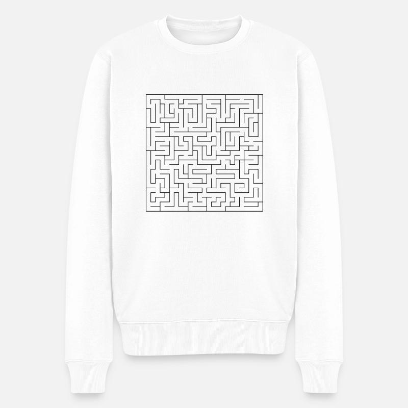 Labyrinth - Männer Premium Bio Pullover - Weiß