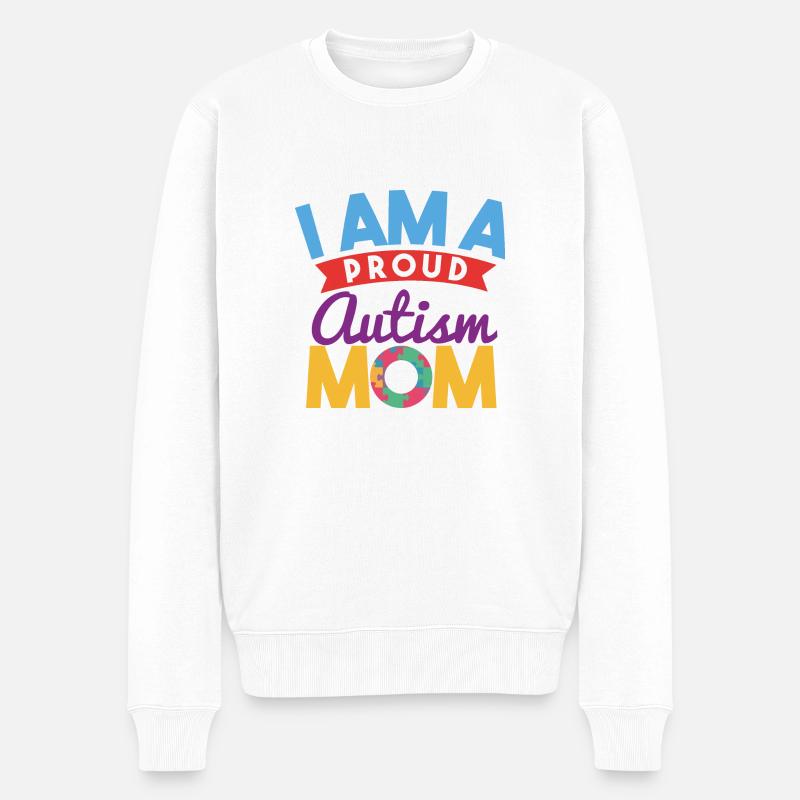 Je suis une autisme fière Maman - Pull Premium bio Homme - blanc
