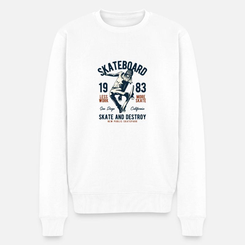 SKATEBOARD 1983 - Männer Premium Bio Pullover - Weiß