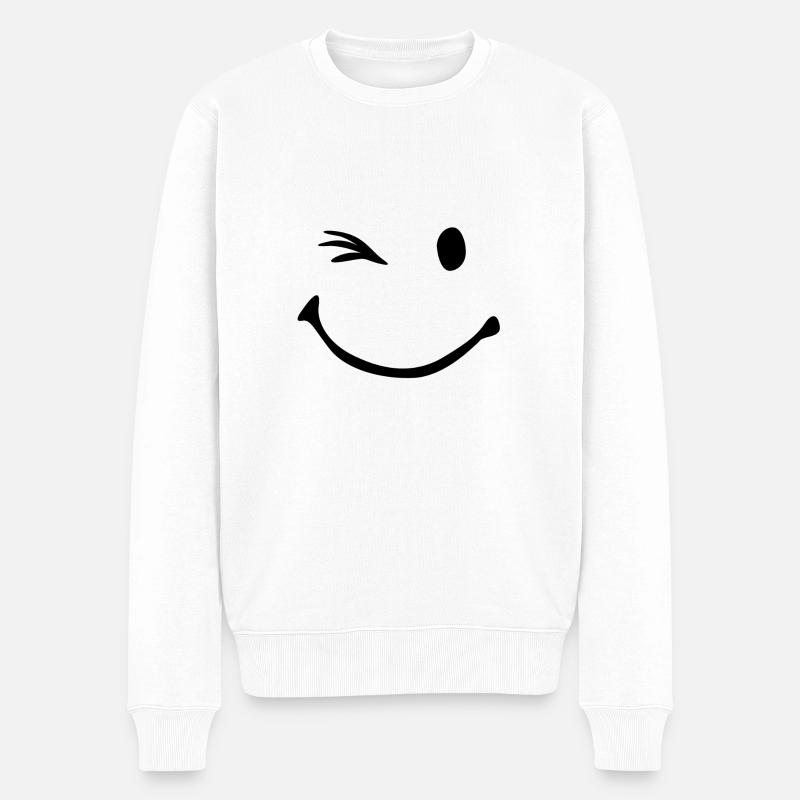 Zwinkern - Männer Premium Bio Pullover - Weiß