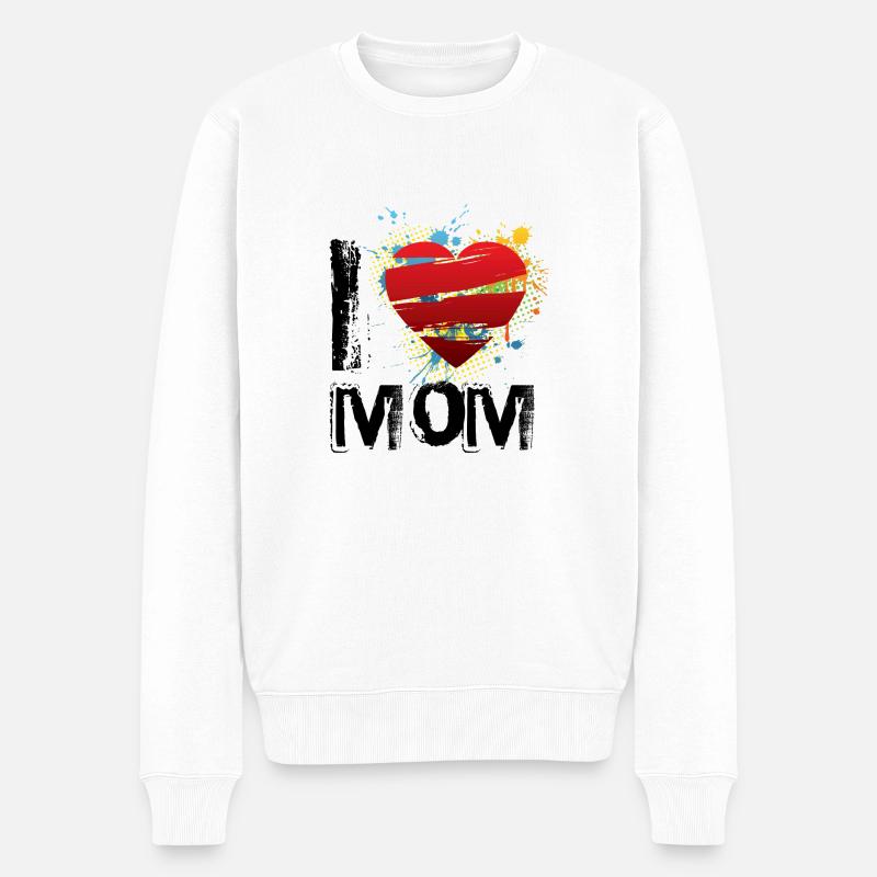 I love mom de - Männer Premium Bio Pullover - Weiß