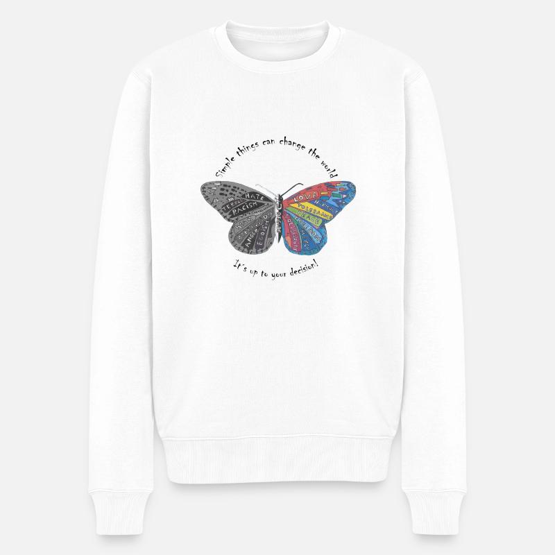 butterfly effect - Männer Premium Bio Pullover - Weiß