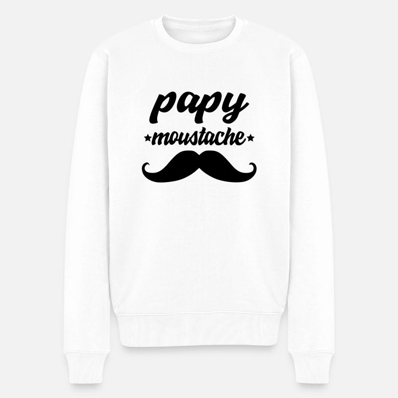 papy moustache - Pull Premium bio Homme - blanc