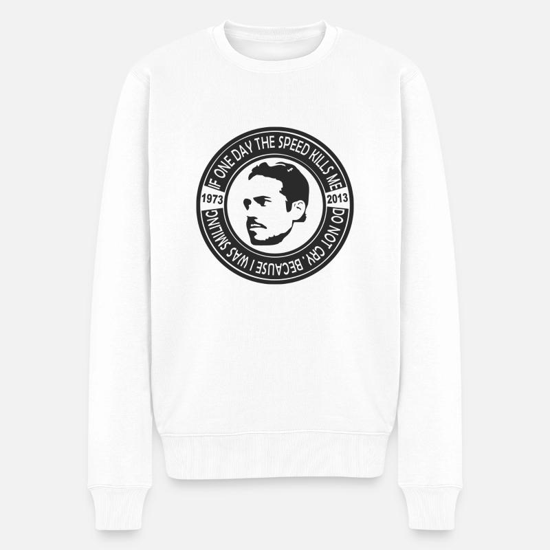 Paul Walker rond noir - Pull Premium bio Homme - blanc