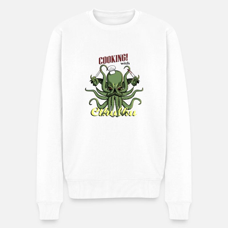 Cuisiner avec Cthulhu! - Pull Premium bio Homme - blanc