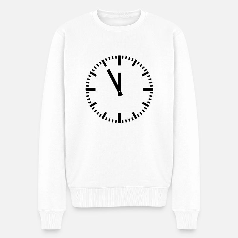 Horloge 11: 55 - Pull Premium bio Homme - blanc