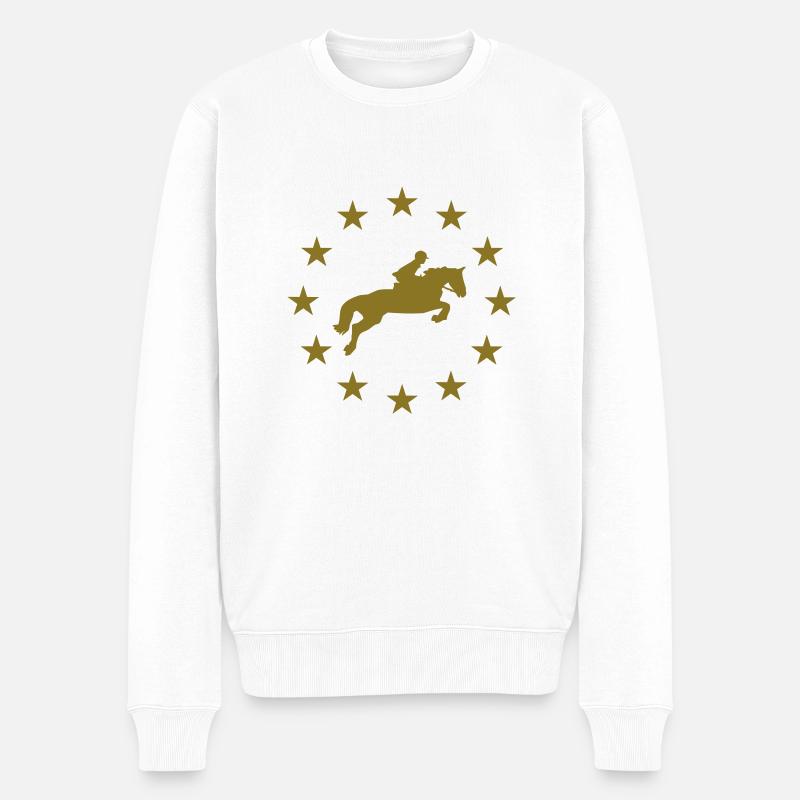 Cheval de saut d'obstacles & Étoiles - Pull Premium bio Homme - blanc