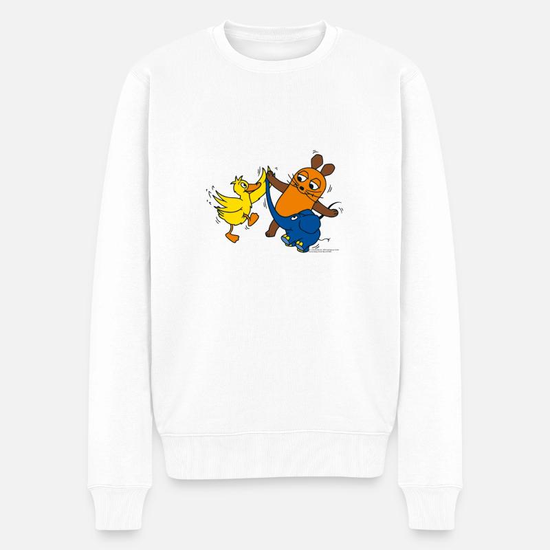 Souris, éléphant et canard high-five - Pull Premium bio Homme - blanc