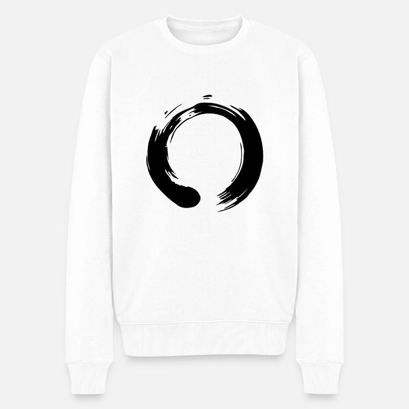 Enso Zen Vektor - Männer Premium Bio Pullover - Weiß