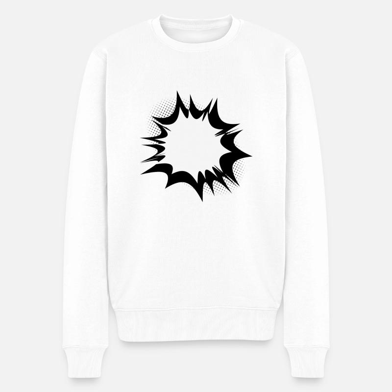 Comic Sprechblase Explosion - Männer Premium Bio Pullover - Weiß