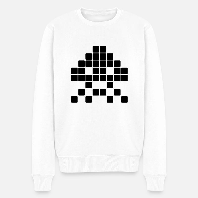 Space invader__V031 - Pull Premium bio Homme - blanc