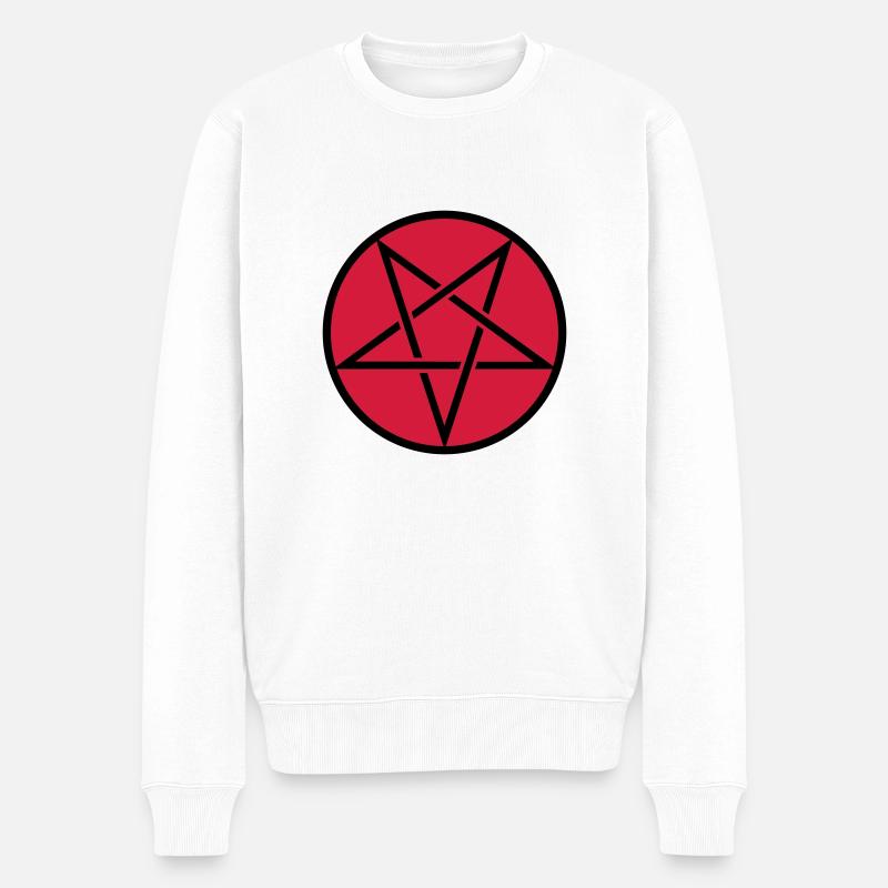 Pentagramm in Kreis 2c - Männer Premium Bio Pullover - Weiß