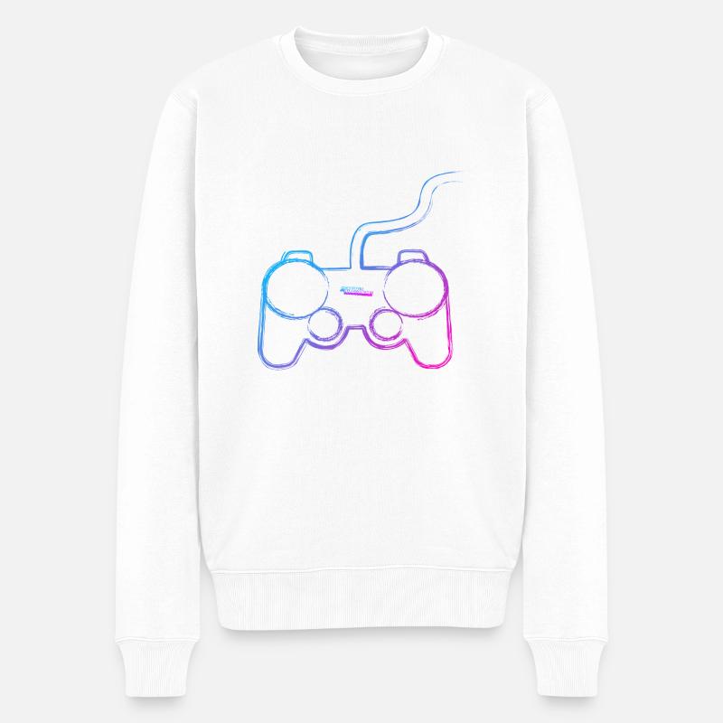 Graffiti-Controller - Männer Premium Bio Pullover - Weiß