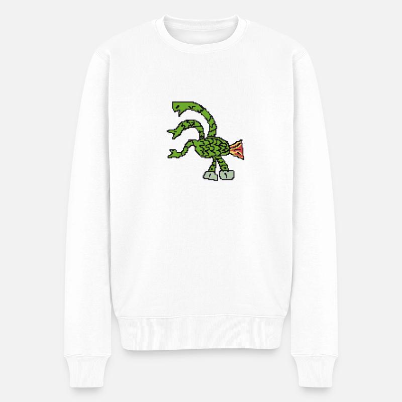 Dreiköpfige Hydra Pixelart - Männer Premium Bio Pullover - Weiß