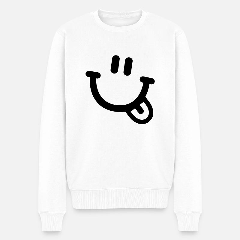 Smiley - Männer Premium Bio Pullover - Weiß