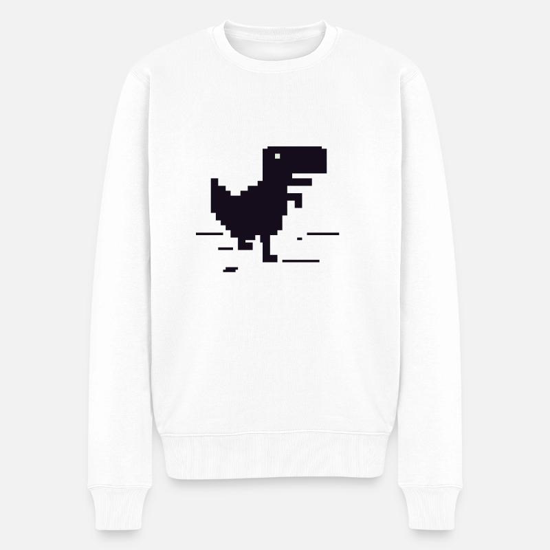 Dinosaure pixel rétro - Pull Premium bio Homme - blanc