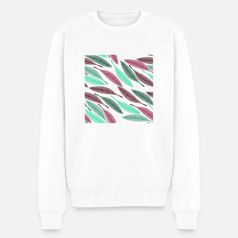 Herbst fallende Blätter - Männer Premium Bio Pullover - Weiß