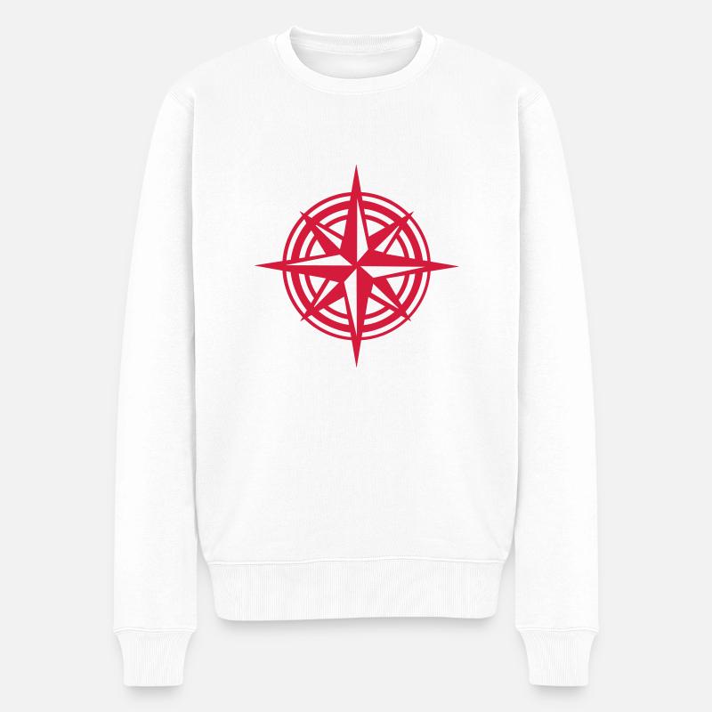 kompass - Männer Premium Bio Pullover - Weiß