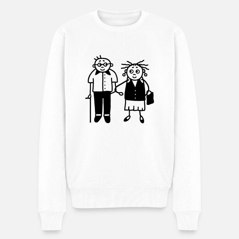 Oma & Opa - Ehepaar - Rentner - Männer Premium Bio Pullover - Weiß