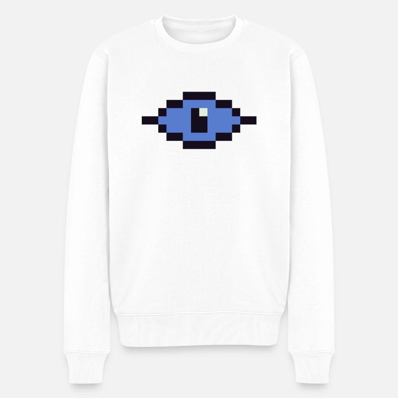 Pixel Oeil Bleu - Pull Premium bio Homme - blanc