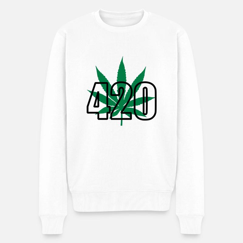 cannabis 420 - Pull Premium bio Homme - blanc