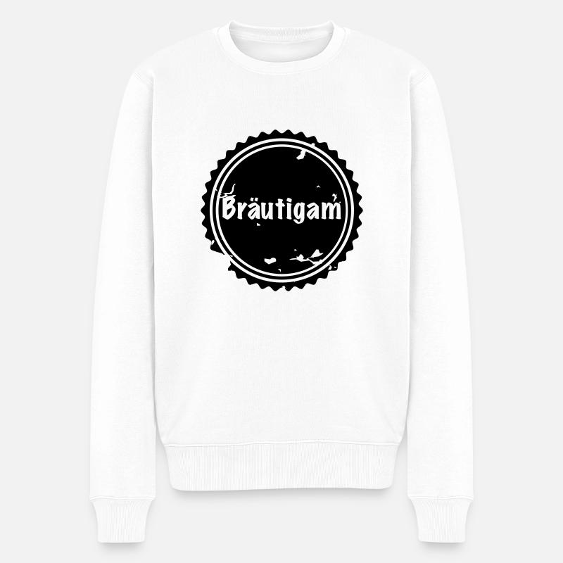 Bräutigam Badge - Männer Premium Bio Pullover - Weiß