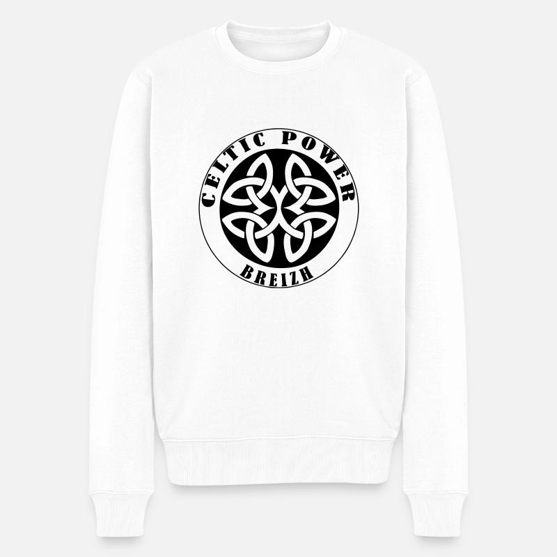 Celtic Breizh Power 3 - Männer Premium Bio Pullover - Weiß