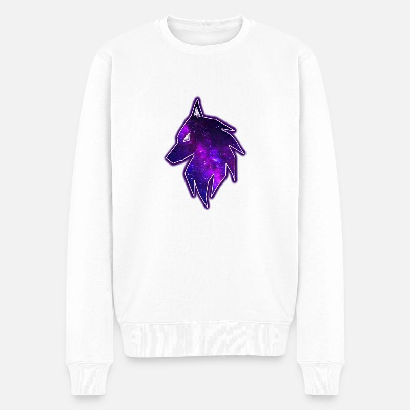 Wolf Galaxy Sterne - Männer Premium Bio Pullover - Weiß