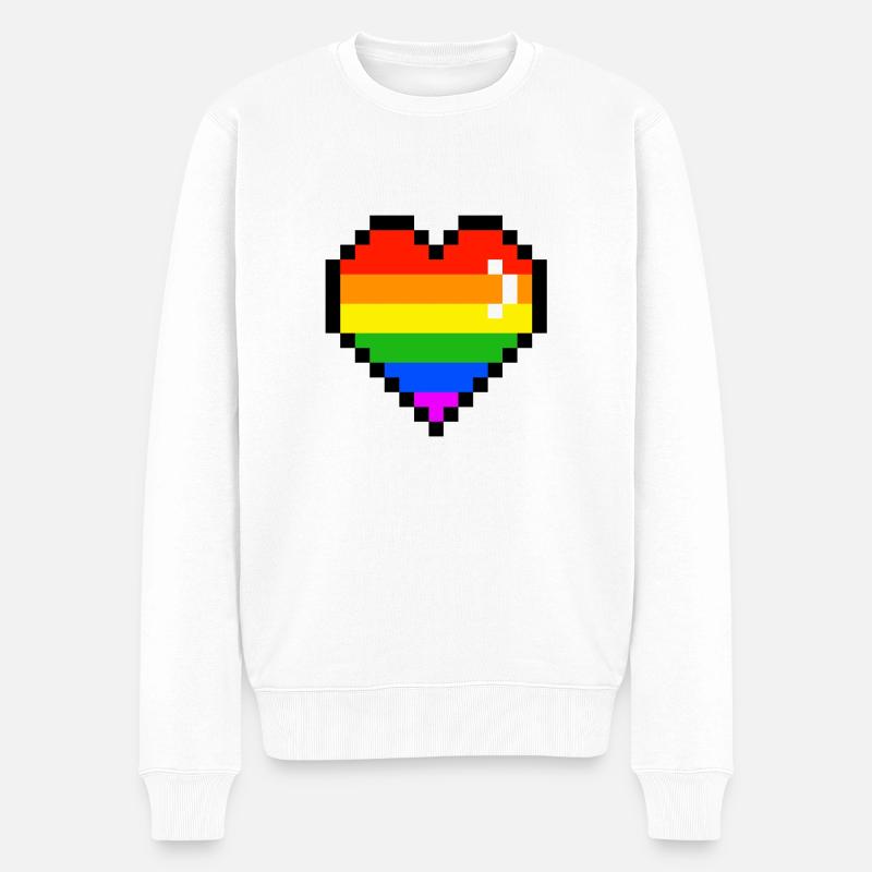 Herz regenbogen - Männer Premium Bio Pullover - Weiß