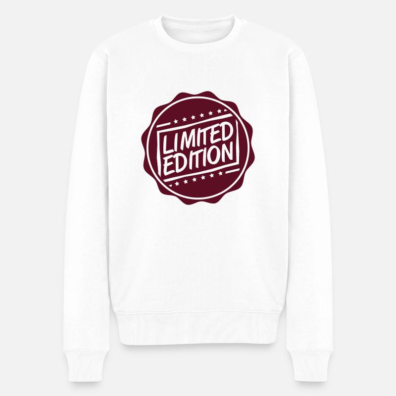 Limited Edition Round Stamp Logo - Männer Premium Bio Pullover - Weiß
