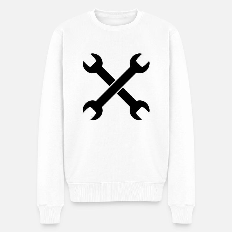 2 Wrench Logo Design - Pull Premium bio Homme - blanc