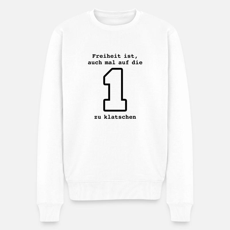 Auf die 1 - Männer Premium Bio Pullover - Weiß