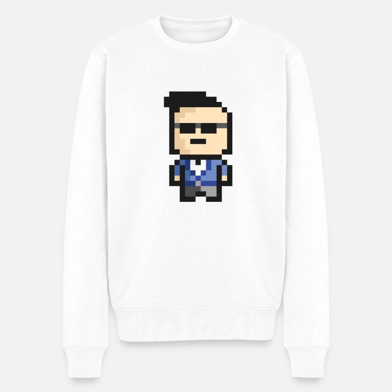 8-Bit-Style - Männer Premium Bio Pullover - Weiß