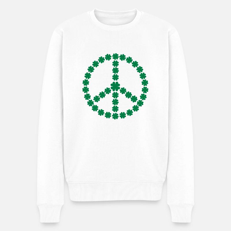 Peace Shamrock - Männer Premium Bio Pullover - Weiß