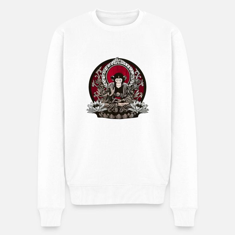 zen monkey - Pull Premium bio Homme - blanc