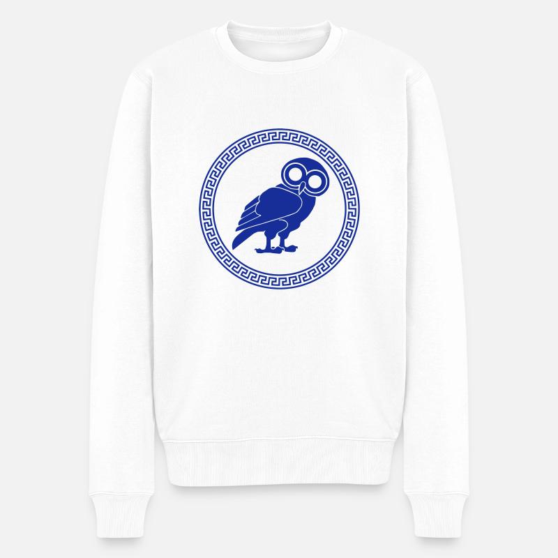 Eule - Männer Premium Bio Pullover - Weiß