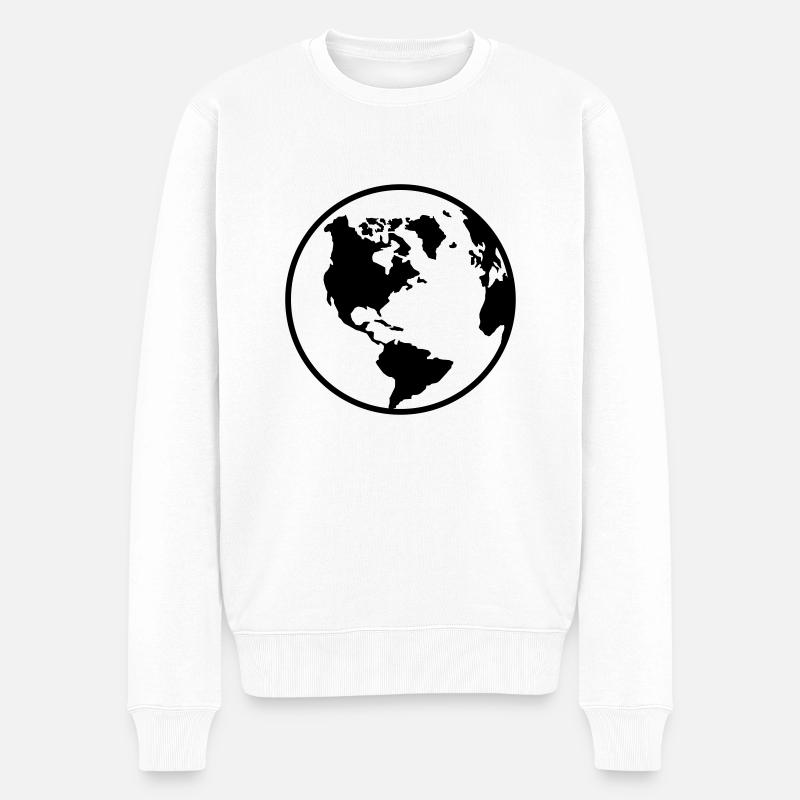 Welt - Männer Premium Bio Pullover - Weiß