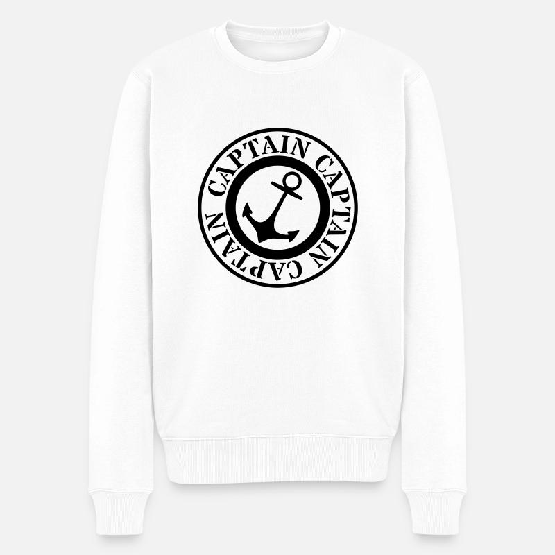 Captain - Männer Premium Bio Pullover - Weiß