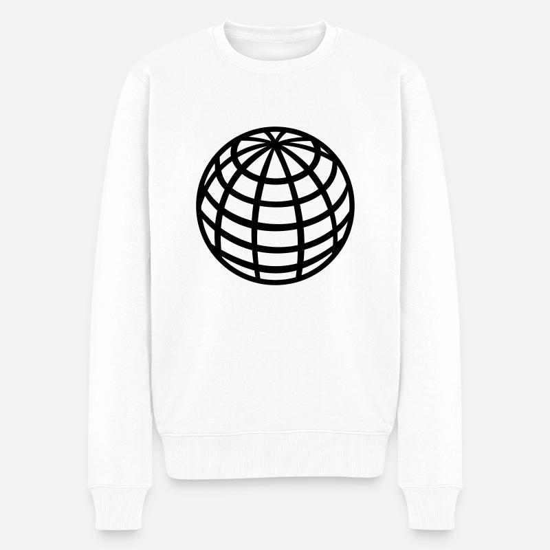 Globe mappemonde - Pull Premium bio Homme - blanc