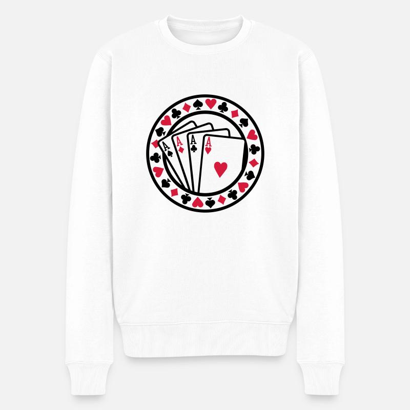 Poker - Männer Premium Bio Pullover - Weiß