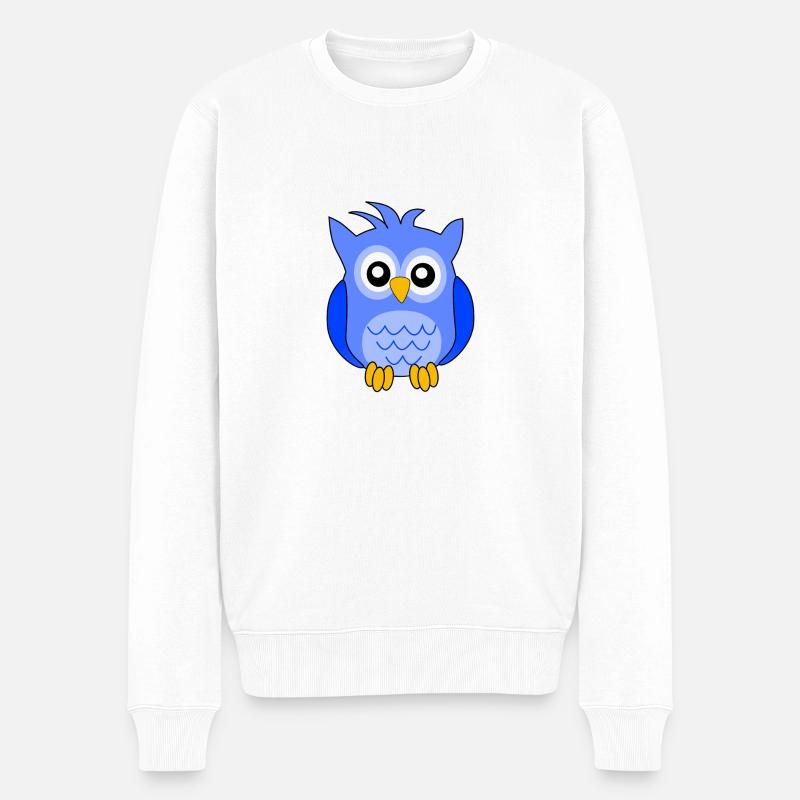 Hibou bleu - Männer Premium Bio Pullover - Weiß