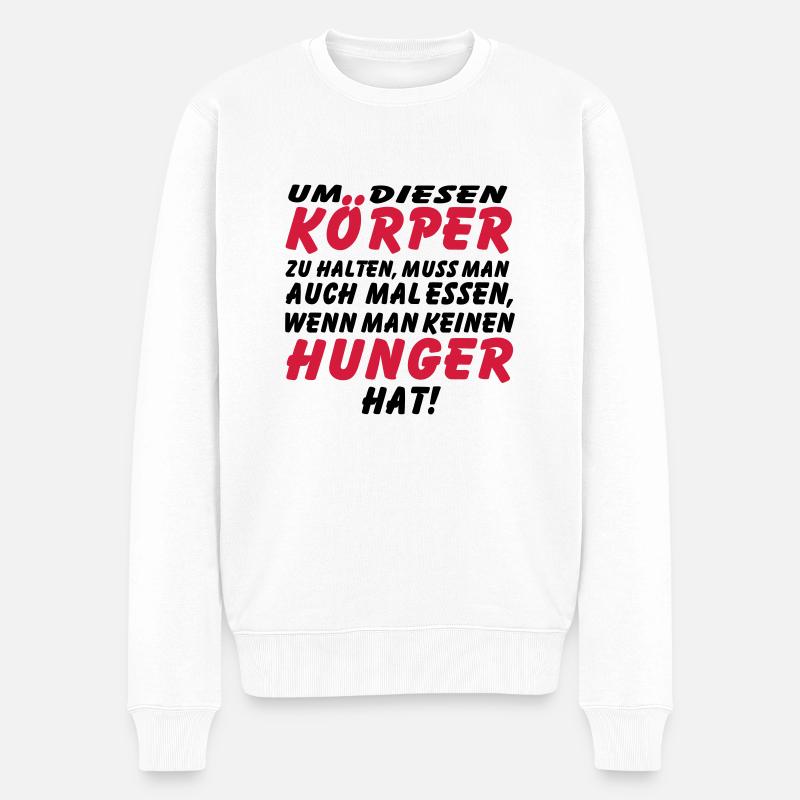koerper_hunger_vec_2 de anl - Männer Premium Bio Pullover - Weiß