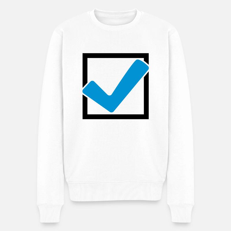 Rectangular hook logo - Men's Premium Organic Jumper - white
