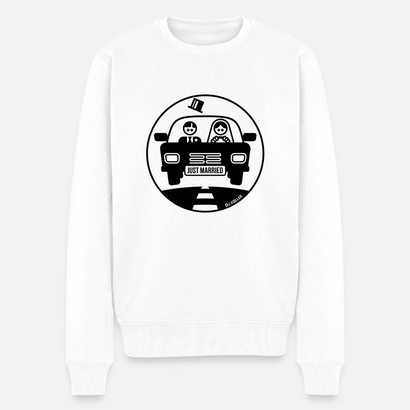 Just Married – Flitterwochen (1C) - Männer Premium Bio Pullover - Weiß