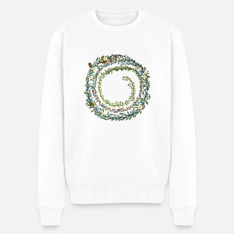 Laub - Männer Premium Bio Pullover - Weiß