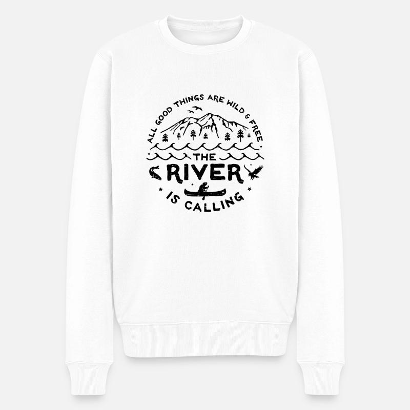 River is Calling s - Männer Premium Bio Pullover - Weiß
