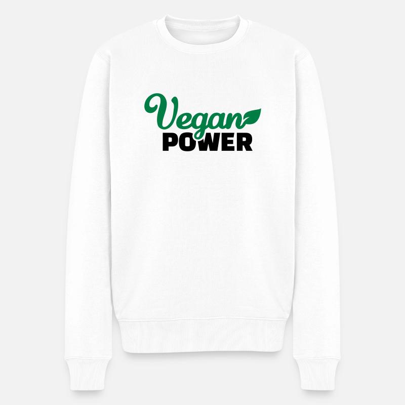 Vegan - Männer Premium Bio Pullover - Weiß